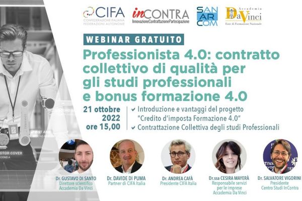 Professionista 4.0. Partecipa al webinar gratuito del 21 ottobre 2022